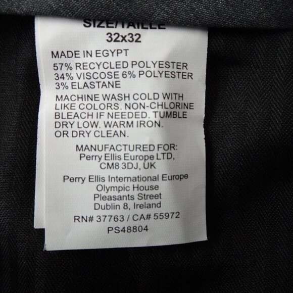 Perry Ellis Slim Fit Pants Men's Size 32x32 Gray Stretch Wrinkle Resistant - Picture 9 of 9